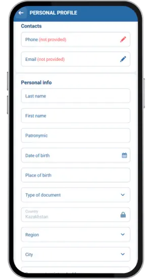 Fill in all the personal information fields in My Account