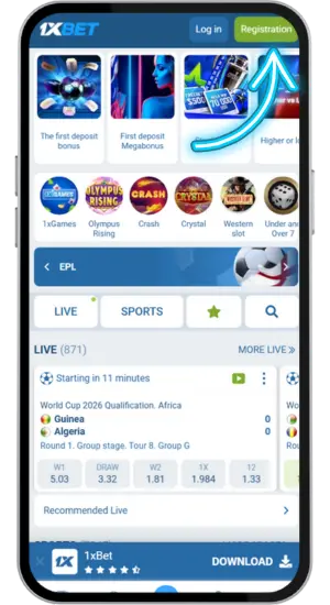 Register with 1xBet